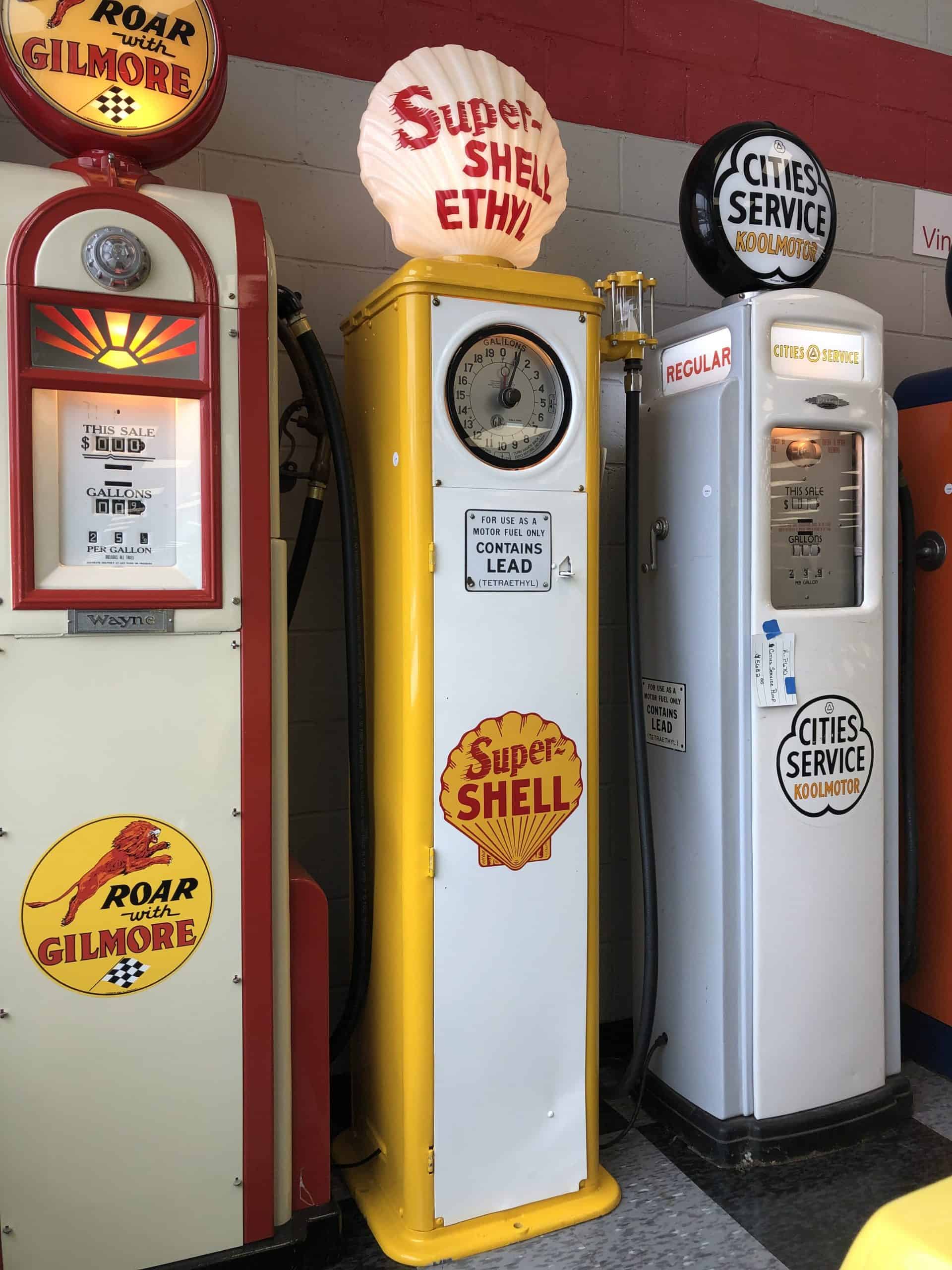 Vintage Shell Clock Face Gas Pump