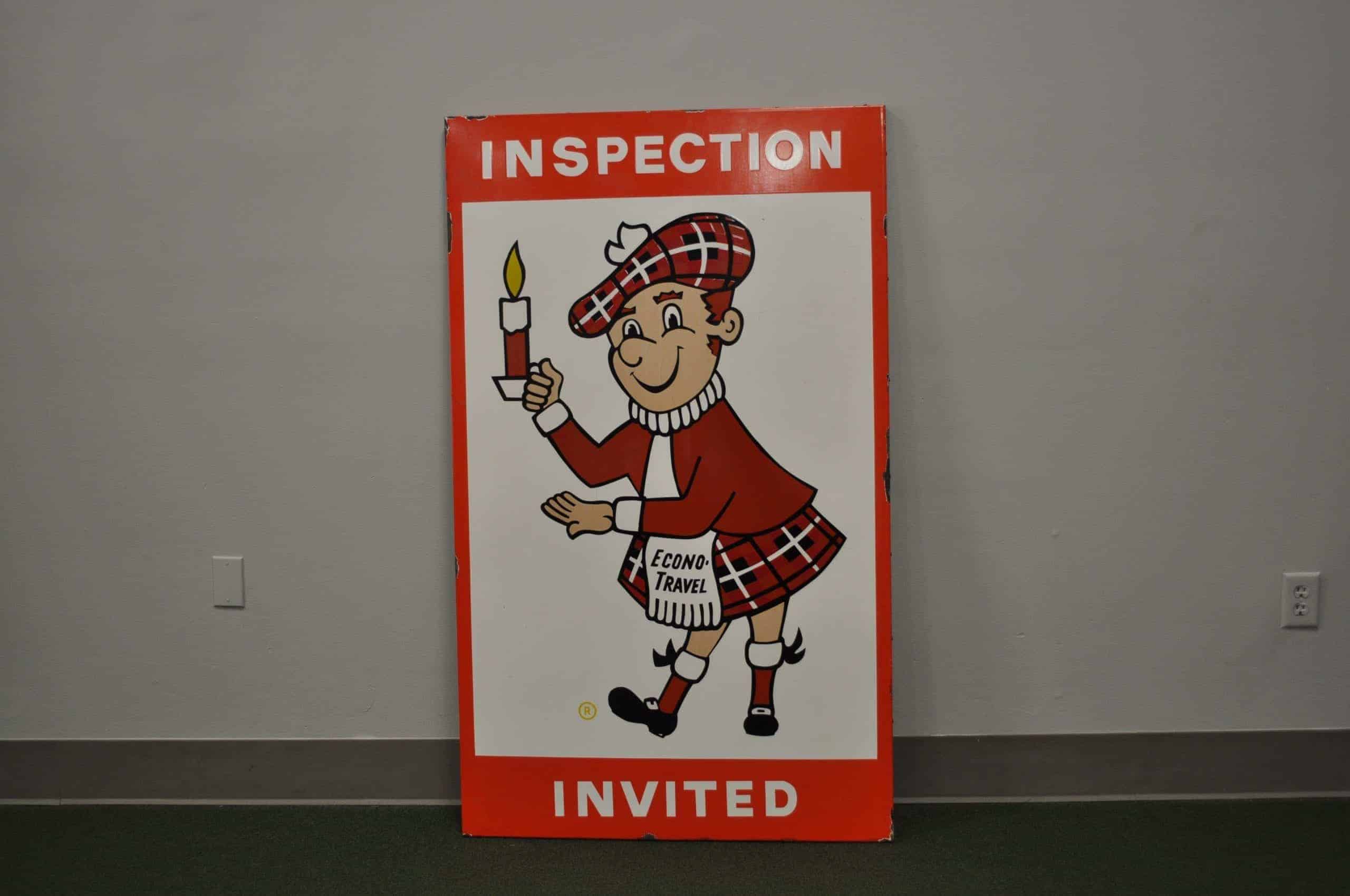 Econo Travel Inspection Invited Porcelain Sign