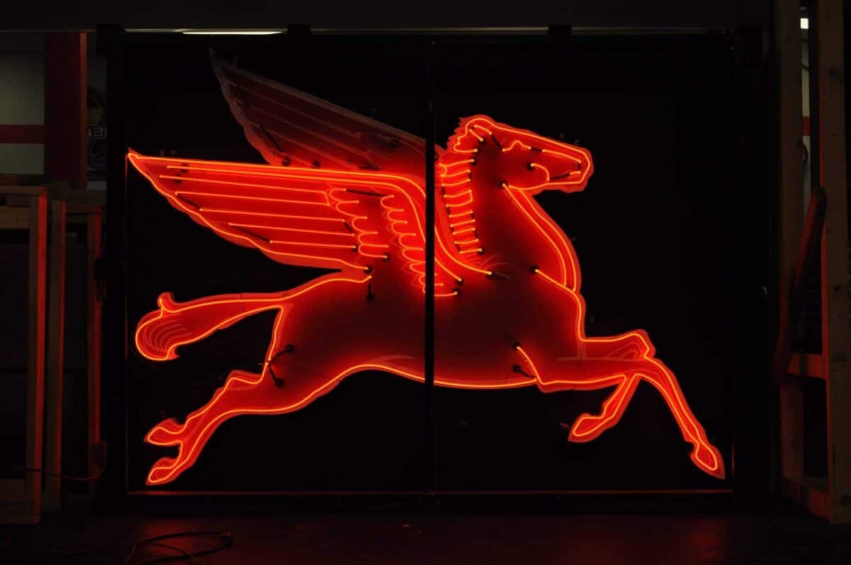 1950's Mobil Oil Pegasusporcelain Neon