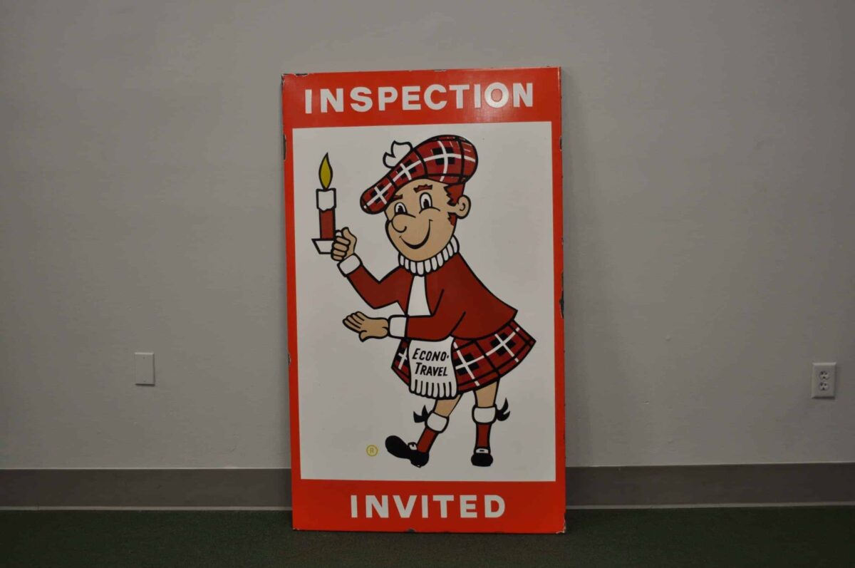 Econo Travel Inspection Invited Porcelain Sign